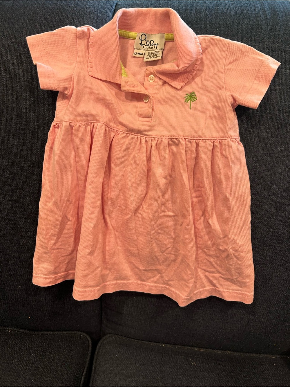 Lilly Pulitzer Soft Pink Polo Dress with Palm Embroidery